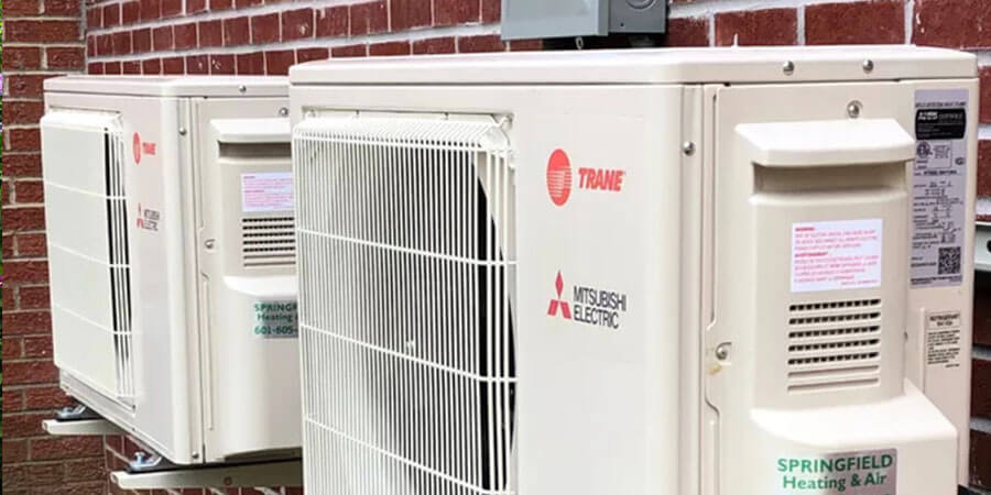 Ductless air conditioner outside of building